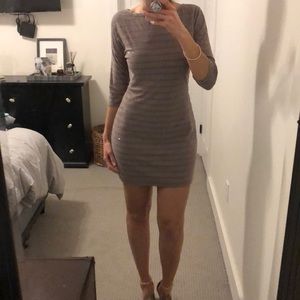Taupe Sequin Long Sleeve Dress